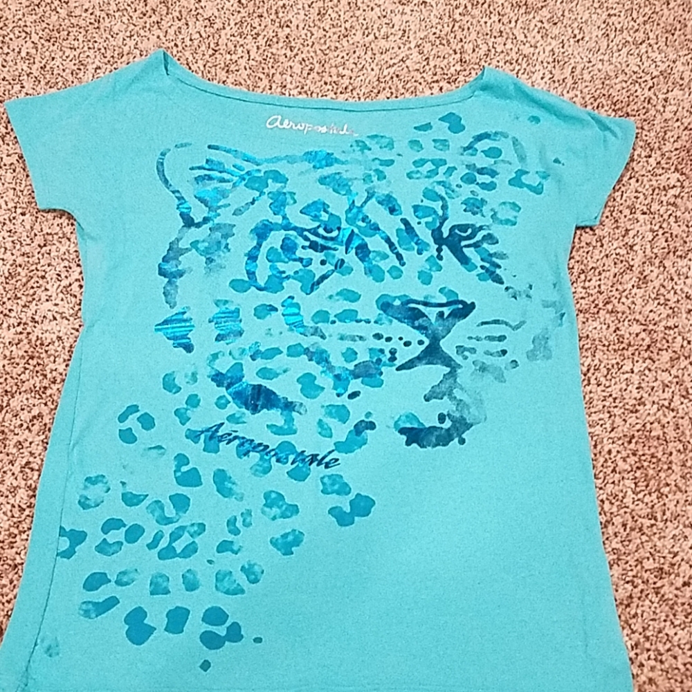 Aeropostale cheetah teal tee